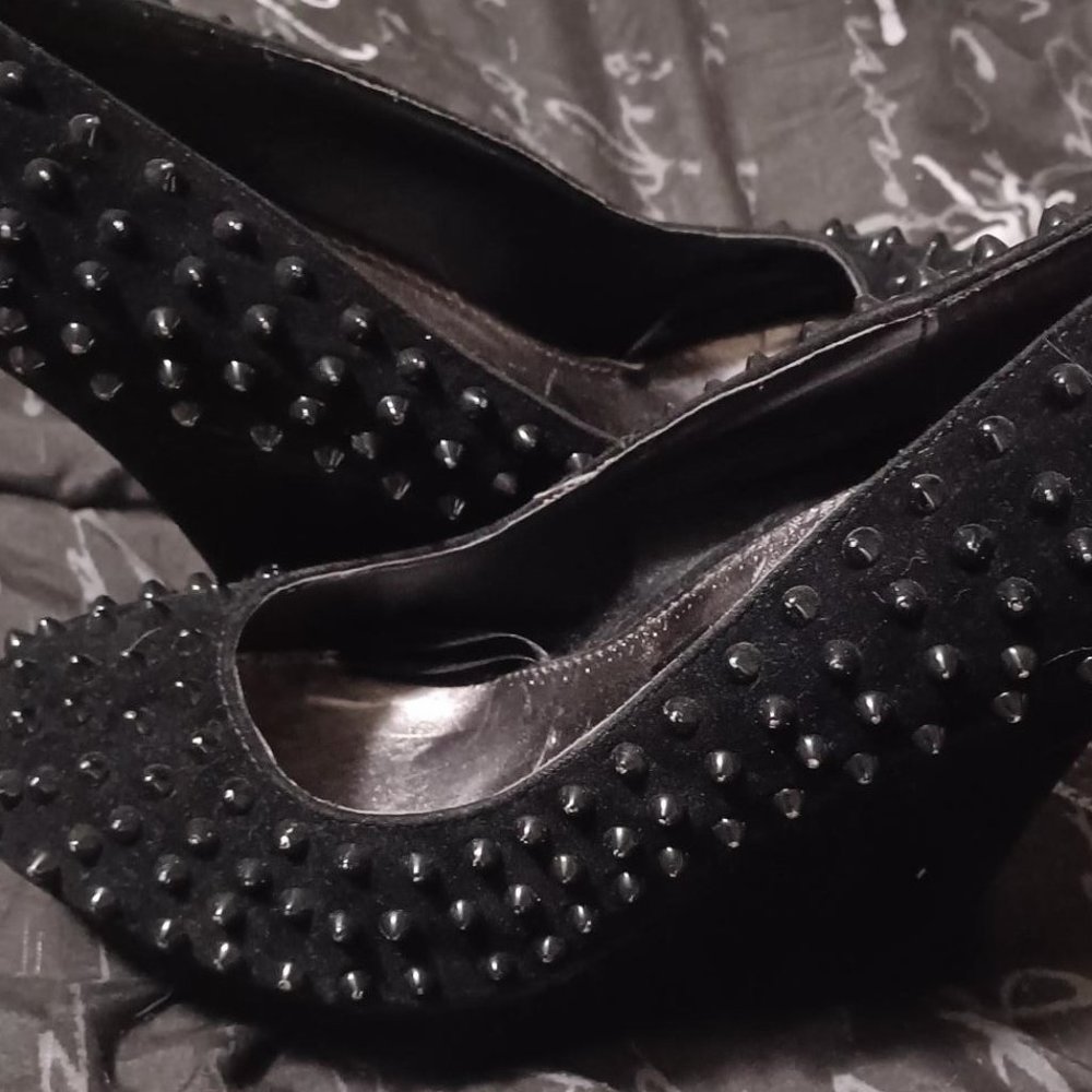 City Snappers Black studded wedges